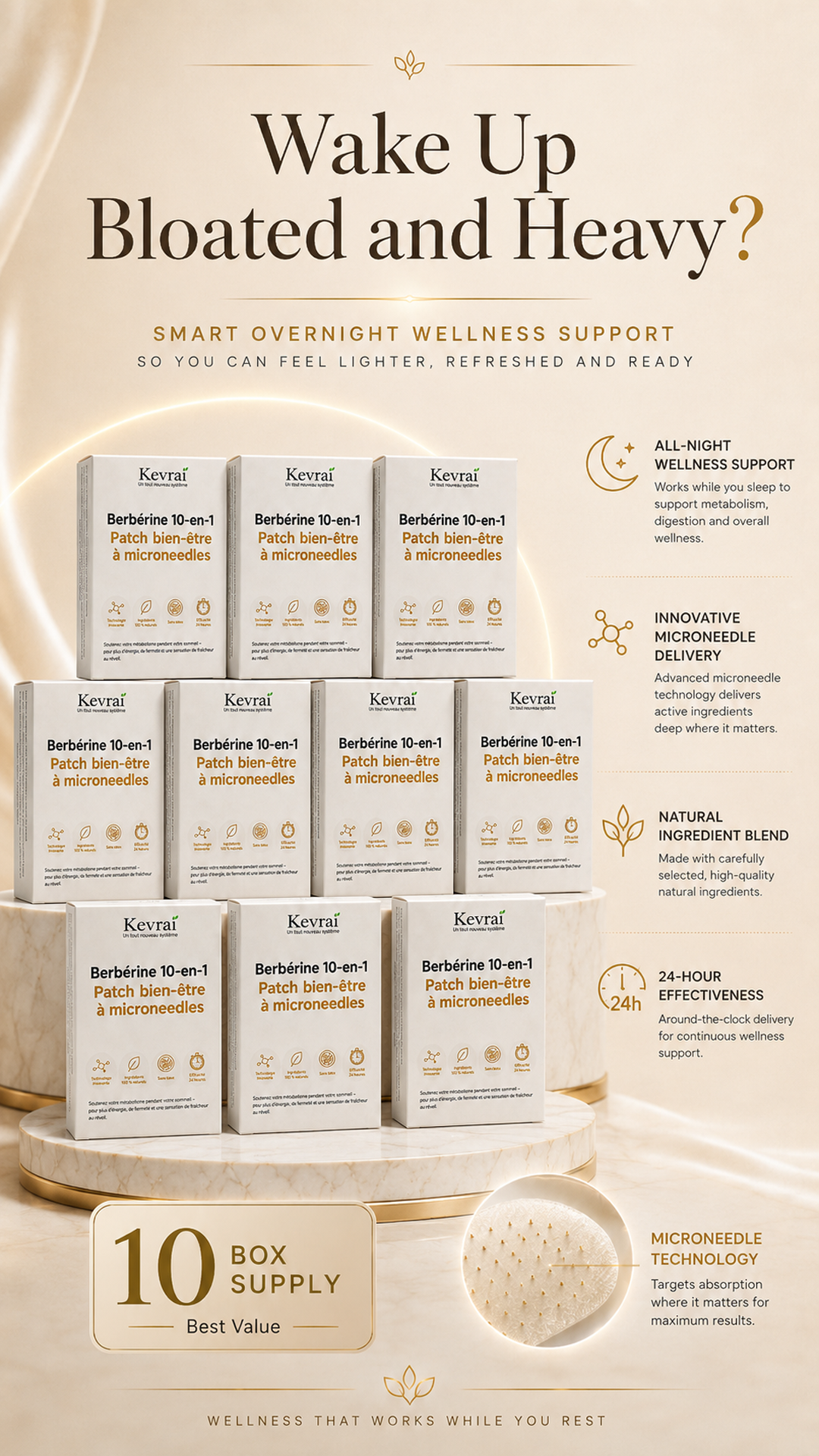 Doctor Recommended 🌟 | Kevrai® Berberine 10-in-1 Nano Microneedle Patch | ✅ 🥈🥈*R