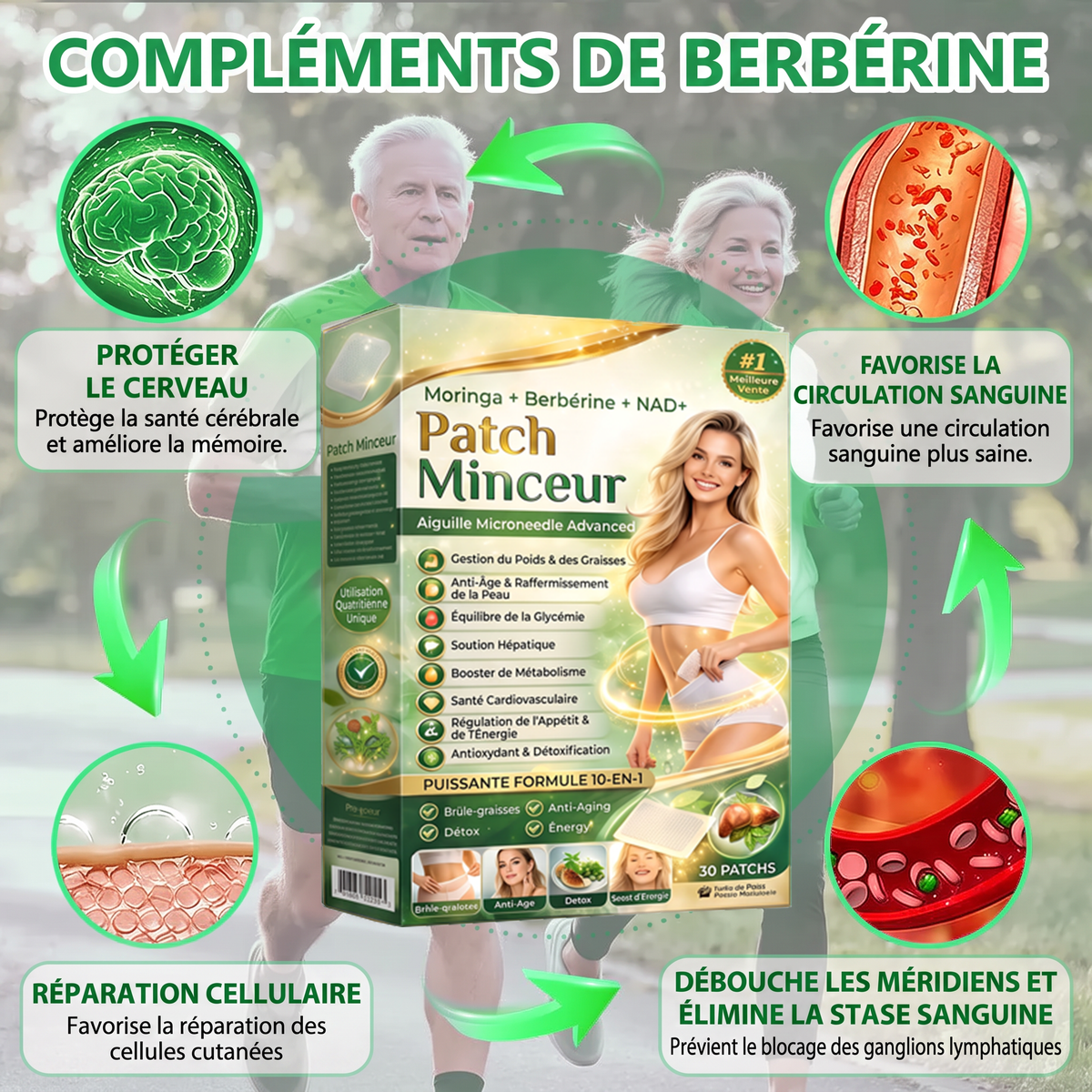 Patch minceur à micro-aiguilles à la berbérine | Soutien 10-en-1 à la gestion du poids