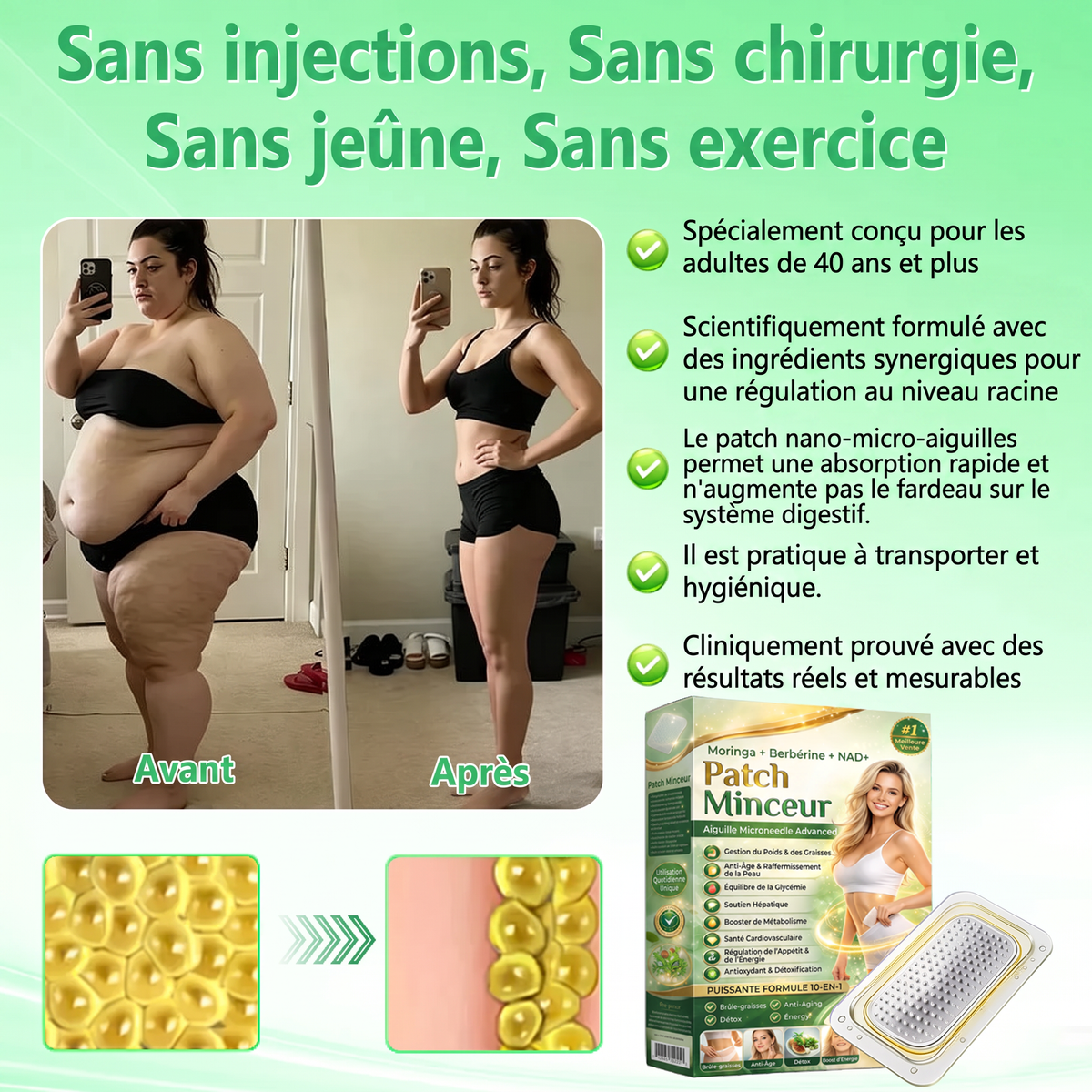Patch minceur à micro-aiguilles à la berbérine | Soutien 10-en-1 à la gestion du poids