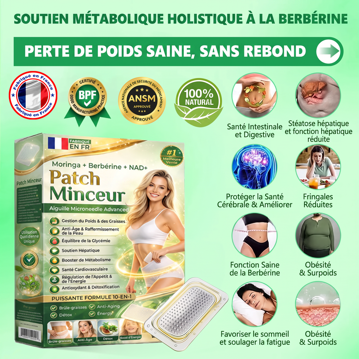 FR  Recommandé par des médecins 🌟 | Kevrai® Patch de micro-aiguilles nano à la berbérine 10-en-1 | ✅ Formule fondée sur la science | Complexe avancé 10-en-1 | Résultats visibles en 7 jours 🏅