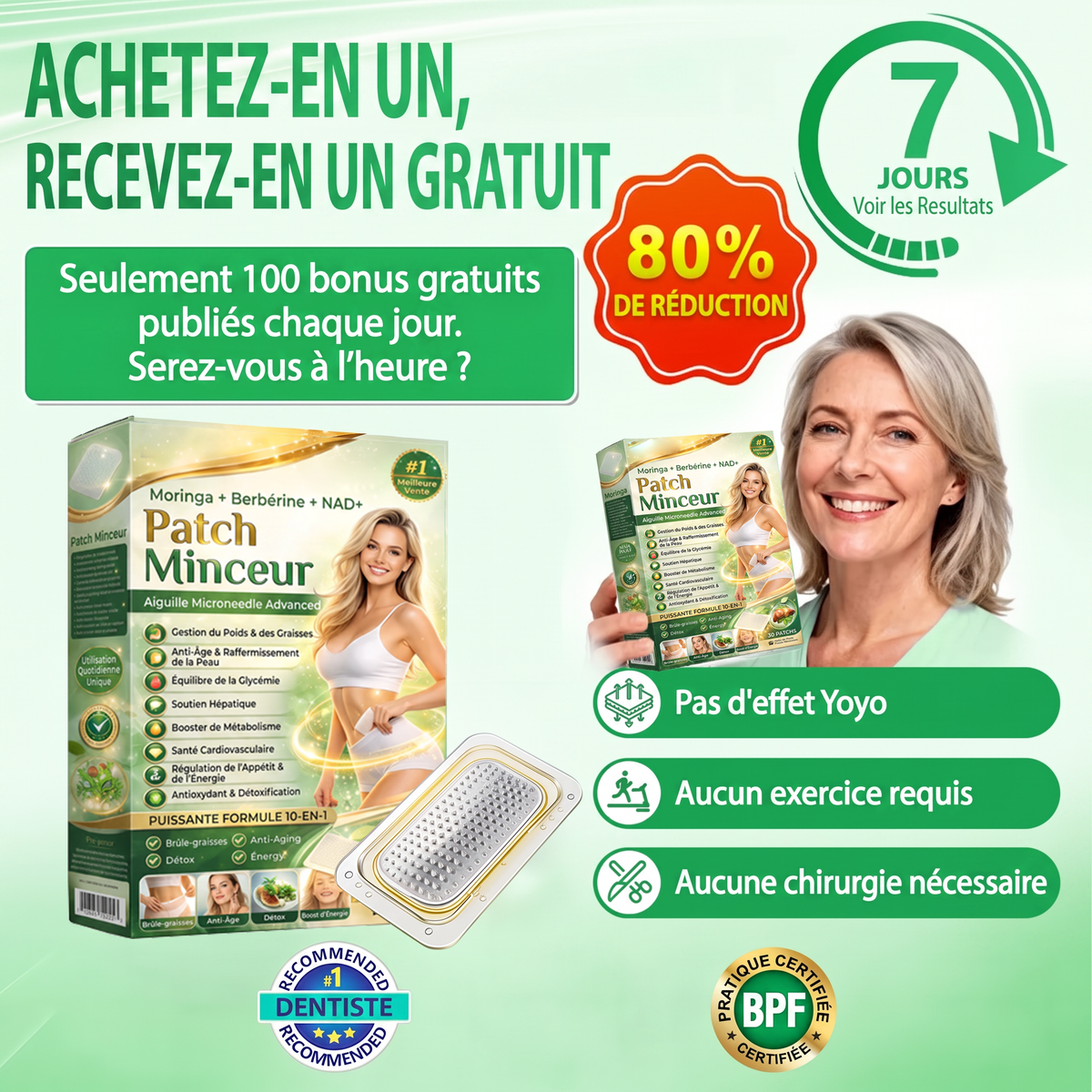 Patch minceur à micro-aiguilles à la berbérine | Soutien 10-en-1 à la gestion du poids