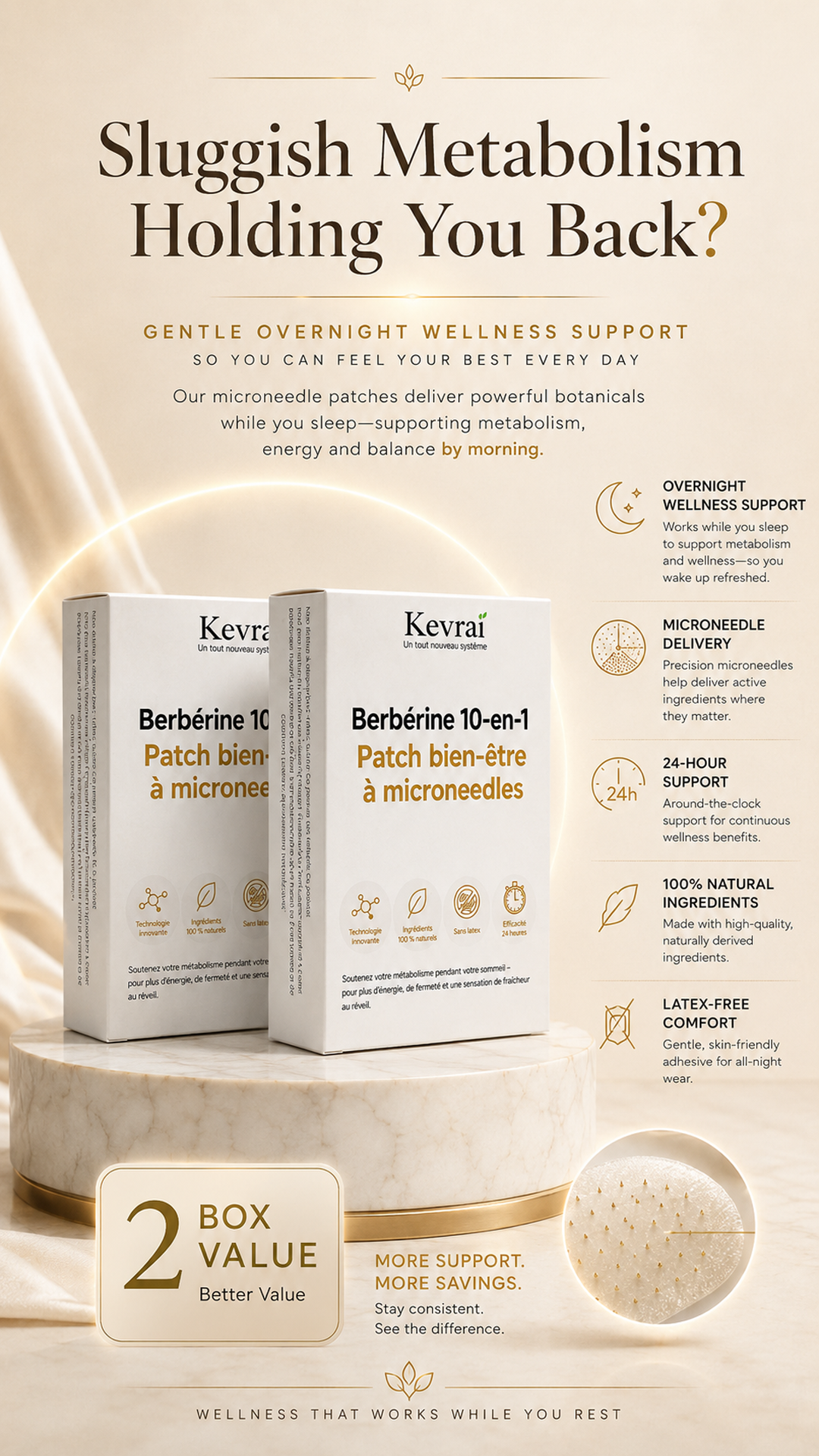 Doctor Recommended 🌟 | Kevrai® Berberine 10-in-1 Nano Microneedle Patch | ✅ 🥈🥈*R