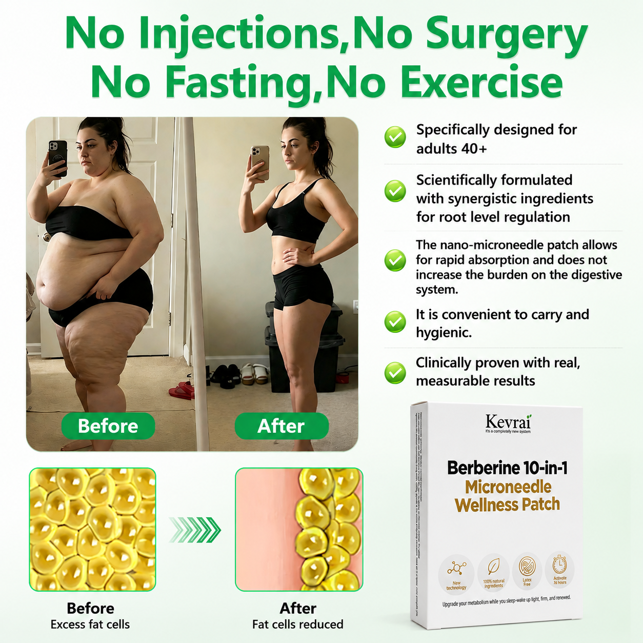 Doctor Recommended 🌟 | Kevrai® Berberine 10-in-1 Nano Microneedle Patch | ✅ 🥈🥈*R